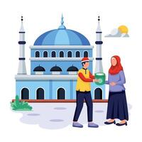 Ramadán tradiciones plano personaje ilustraciones vector