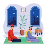 Ramadan Traditions Flat Character Illustrations vector