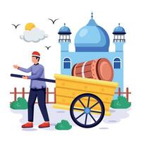 Ramadán tradiciones plano personaje ilustraciones vector