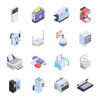 Set of 16 Devices Isometric Icons vector