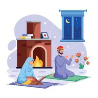 Muslim Rituals Flat Character Illustrations vector