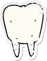 distressed sticker of a cartoon tooth png