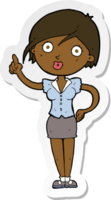 sticker of a cartoon pretty woman with idea png