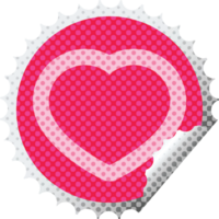 cuore grafico circolare peeling etichetta png