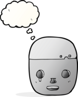 cabeza de robot de dibujos animados con burbuja de pensamiento png