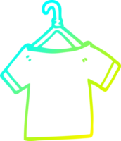 cold gradient line drawing of a cartoon t shirt on hanger png