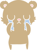 crying flat color style cartoon bear png