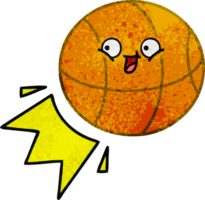 retro grunge structuur tekenfilm van een basketbal png