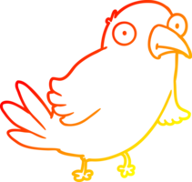 warm gradient line drawing of a cartoon bird png