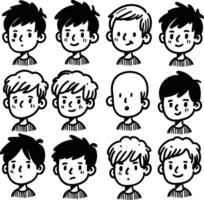 A set of hand-drawn faces showcasing various emotions, perfect for visual content in psychology or education vector