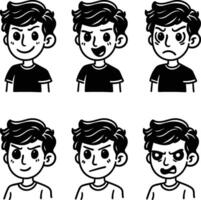 A set of hand-drawn faces showcasing various emotions, perfect for visual content in psychology or education vector