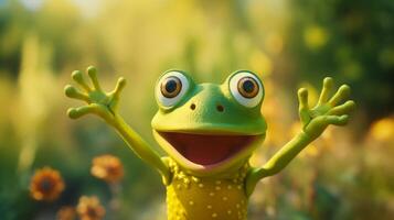 AI generated Happy Green tree Frog illustration photo