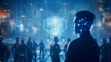 AI generated Cyberspace of future. Science and innovation of technology photo