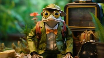 AI generated Frog Traveler Explorer photo