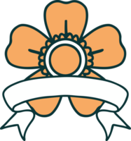 traditional tattoo with banner of a flower png