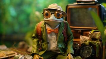 AI generated Frog Traveler Explorer photo