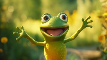 AI generated Happy Green tree Frog illustration photo