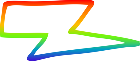 rainbow gradient line drawing of a cartoon lightening bolt png