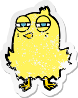 retro noodlijdende sticker van een grappige cartoonvogel png