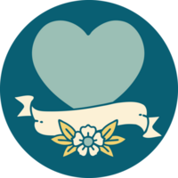 iconic tattoo style image of a heart and banner png