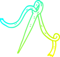 cold gradient line drawing of a cartoon needle and thread png