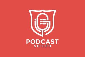 podcast shiled logo diseño creativo concepto estilo moderno parte 2 vector