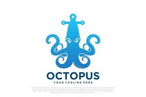 Octopus logo design with anchor unique concept Premium Vector