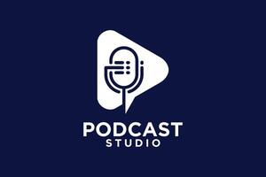 Podcast studio logo design creative unique concept vector