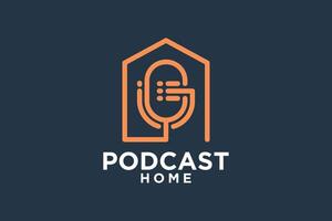 podcast hogar logo diseño creativo concepto estilo moderno parte 1 vector