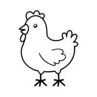 Easter cute chicken in line art, Easter cute chicken illustration in out line style vector