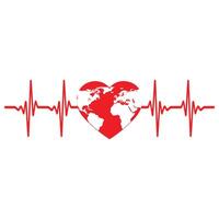 Illustration of a heart with a world map vector