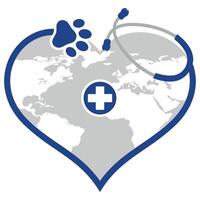 Heart with a stethoscope and paw print vector