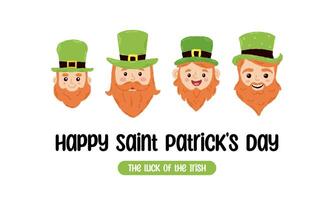 Festive poster for St. Patrick's Day with lettering. Hand drawn flat cartoon elements. Vector illustration