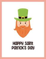 Festive postcard for St. Patrick's Day with lettering. Hand drawn flat cartoon elements. Vector illustration