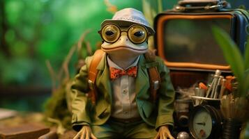 AI generated Frog Traveler Explorer photo