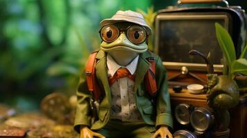 AI generated Frog Traveler Explorer photo