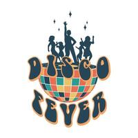 Disco fever. Disco ball. Groovy. Clockwork elements in a retro hippie 70's style. vector