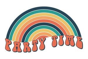 Party time. Groovy. Clockwork elements in a retro hippie 70's style. vector