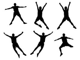 Collection of sets, Silhouette man jumping happily vector