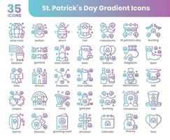 St Patrick's Day Gradient Outline Icons Set vector