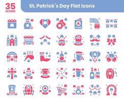 S t patrick's día plano dos color íconos conjunto vector