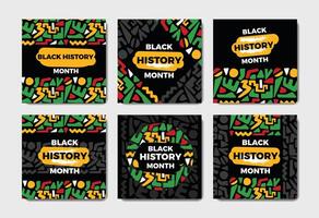 Hand drawn flat black history month instagram posts collection. vector