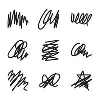 Vector abstract pen sketch random scribbles set