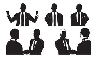 Silhouette of businessman posing and shaking hands vector