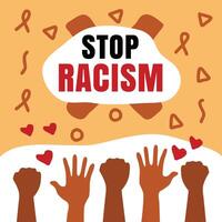 Hand drawn flat design stop racism demonstration Instagram posts template. vector