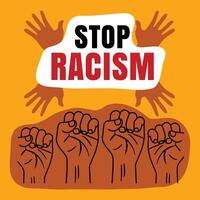 Hand drawn flat design stop racism demonstration Instagram posts template. Vector illustration