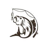 Vintage fish logo with fishing pole. Fishing logo. vector