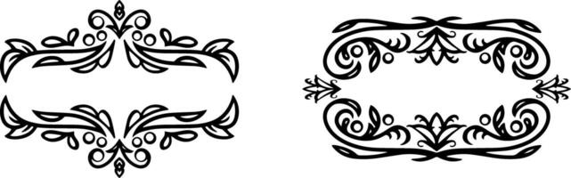 Vintage element Damask frame border pattern Engraving stencil Vector illustration