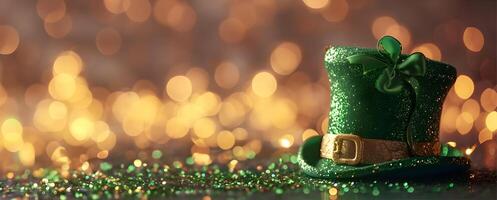 AI generated St. Patrick copy space banner for design St. Patrick s day celebration with boked background photo