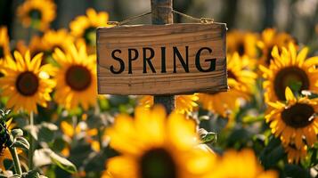 AI generated Hello spring background with text as logotype,, postcard, card, invitation photo